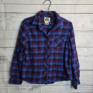 Old Mill Womans Blue and Red Plaid Longsleeve Buttown-down Size Large